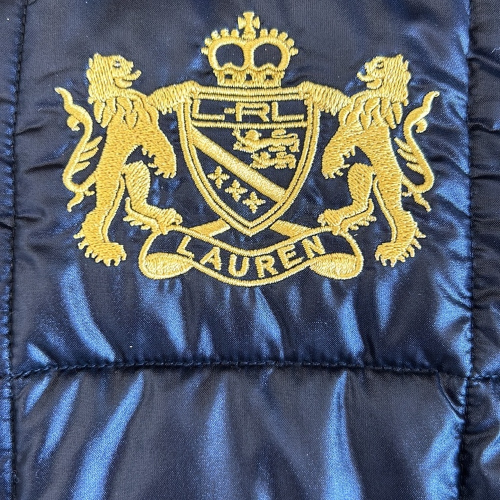 Lauren Ralph Lauren Black Quilted Puffer Vest with Yellow Crest - Picture 4 of 10